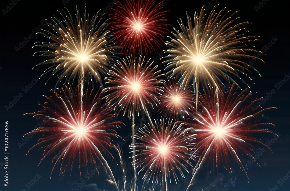 Naklejka premium fireworks on the night sky