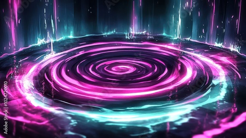 Vibrant swirling water with neon colors, creating a mesmerizing visual effect.