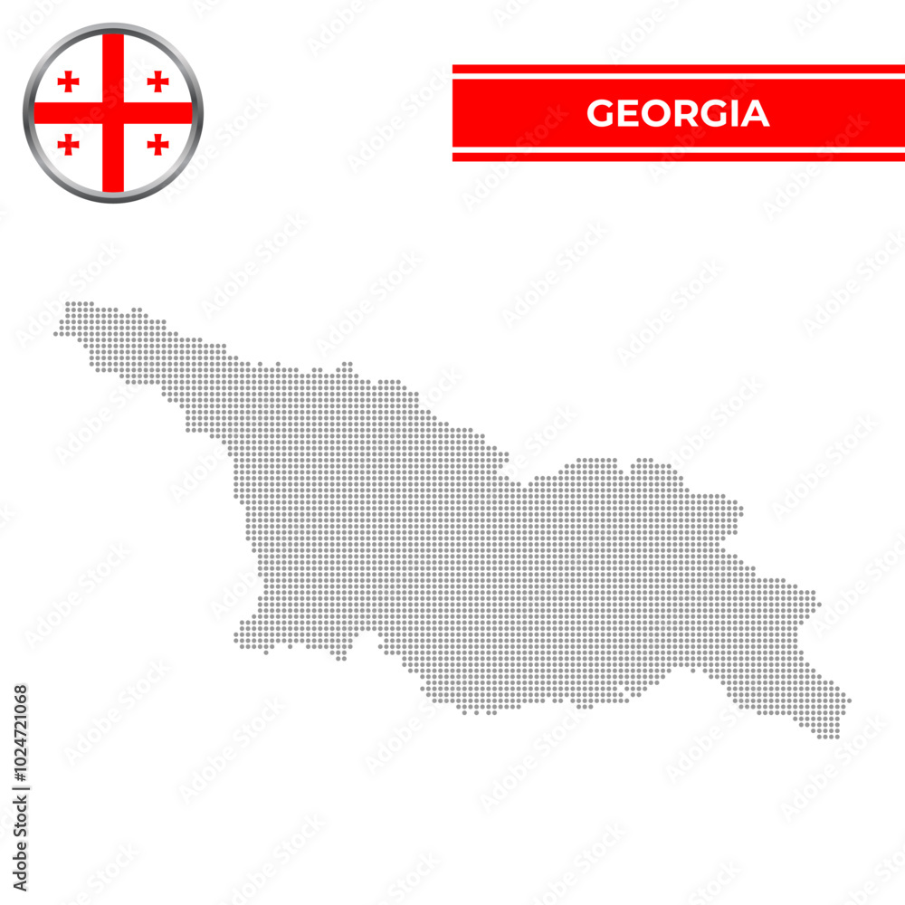 Fototapeta premium Dotted map of Georgia with circular flag