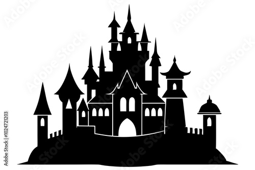 Castle Silhouette | vector silhouette illustration on white background