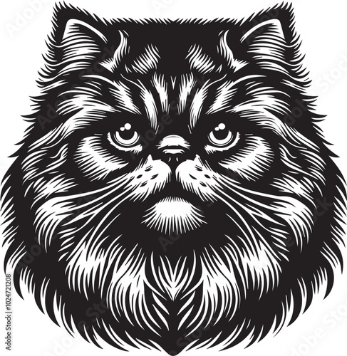 Persian cat big hair cute vector