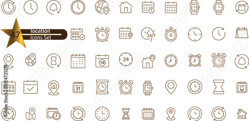 icons set time and date
