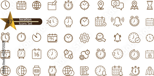 icons set time and date