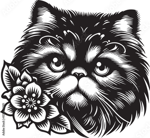 Persian cat big hair cute vector