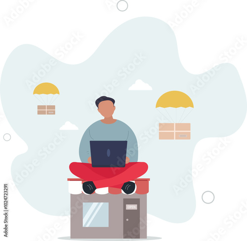 Dropshipping business model by open e-commerce website store and let supplier ship product directly to customer concept,flat design with people.