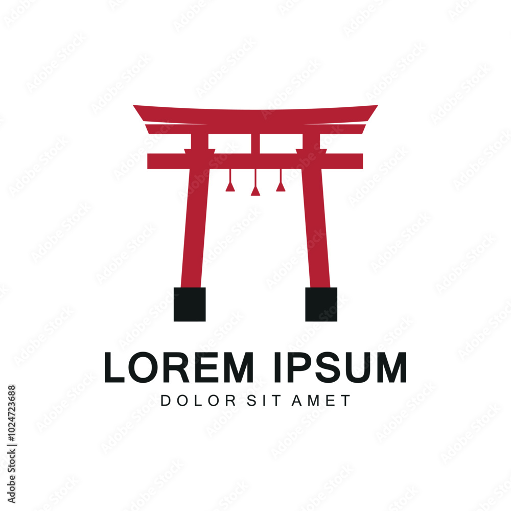 Japanese torii gate logo design vector illustration template Japanese torii gate logo design vector illustration template
