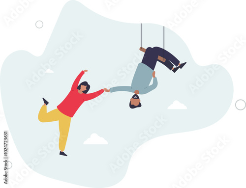 Trustworthy and honesty to believe in work together, integrity or trust for partnership,flat design with people.