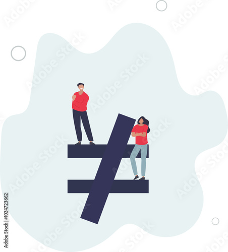 Gender inequality, unequal discrimination on lady or woman such as career, work or social rights issue concept.flat design with people.