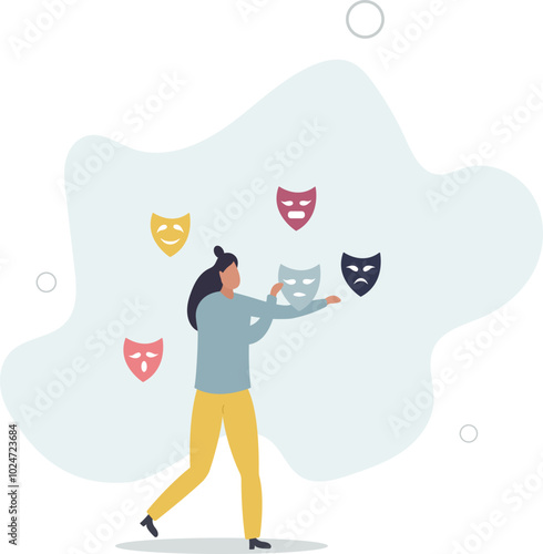 Imposter syndrome, hypocrisy, business dishonest or liar, fake, crime or fraudulent concept.flat design with people.