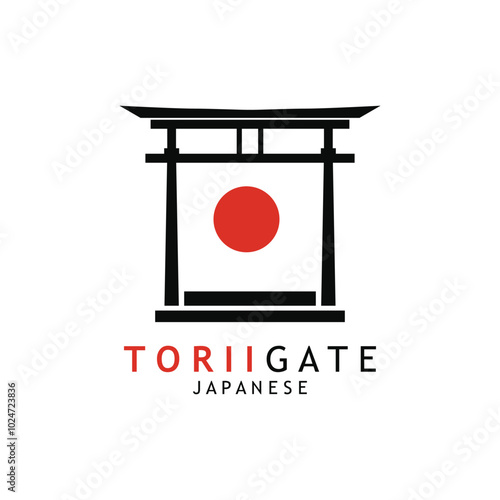 Japanese torii gate logo design vector illustration template