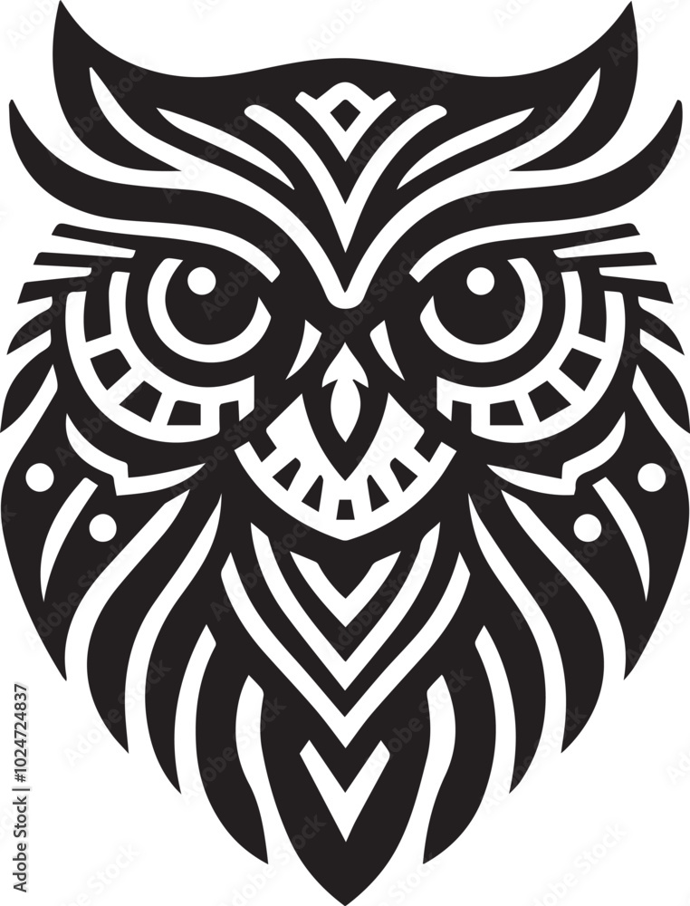 Owl head vector silhouette design Owl head vector silhouette design