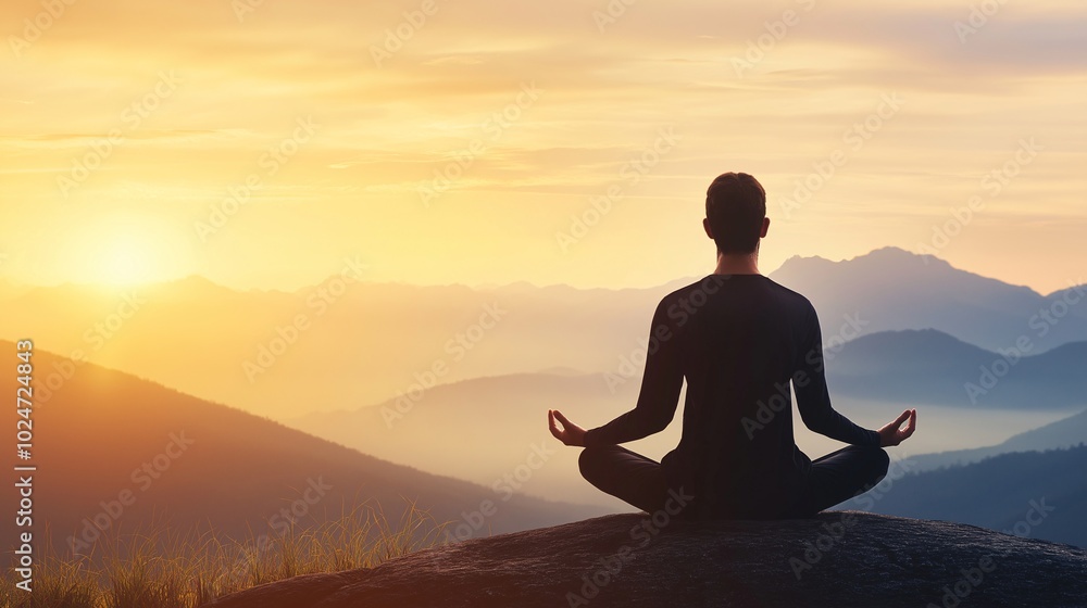 Serene Meditation at Sunrise in Nature's Embrace Serene Meditation at Sunrise in Nature's Embrace