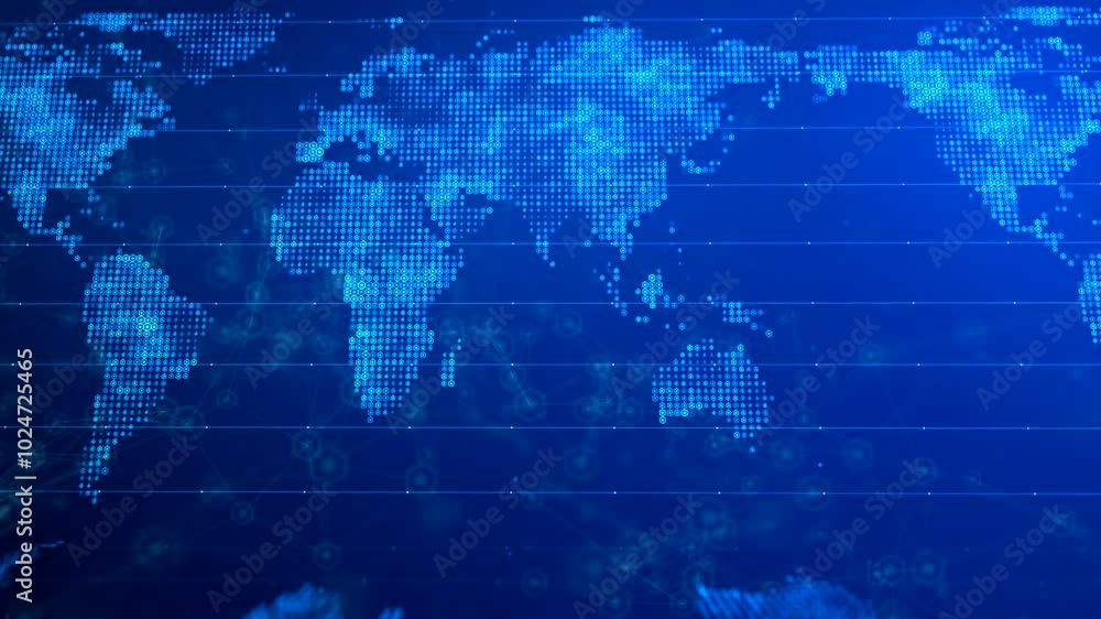Digital Blue World Map News Studio Background Digital Blue World Map News Studio Background