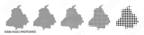 Punjab Map halftone in different sizes