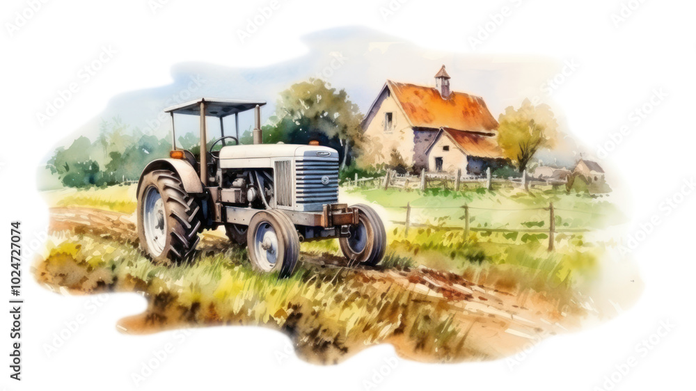 Fototapeta premium PNG Agriculture outdoors tractor vehicle.