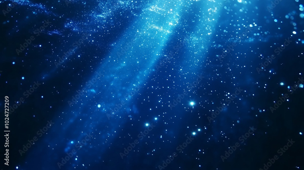 Mystical Blue Universe with Glittering Stars and Light Beams - Made with Generative AI Mystical Blue Universe with Glittering Stars and Light Beams - Made with Generative AI