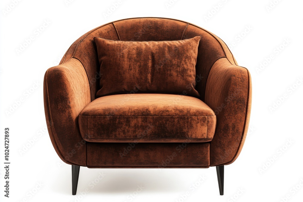 Modern Brown Velvet Armchair with Black Legs Modern Brown Velvet Armchair with Black Legs