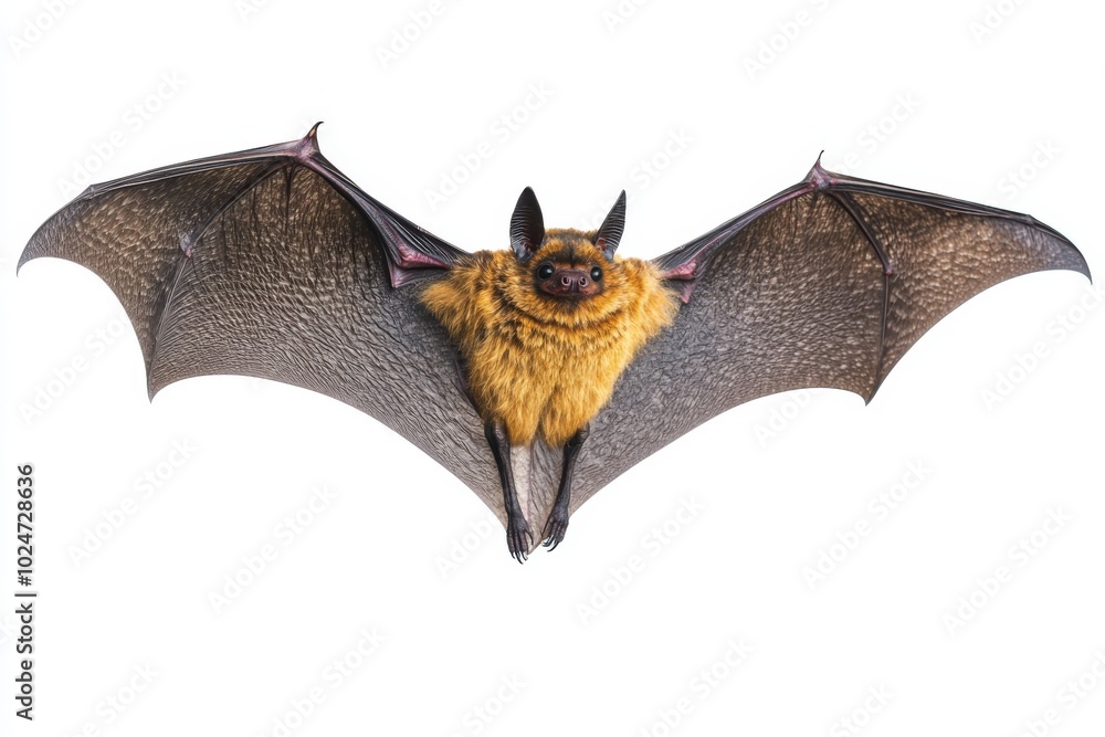 Obraz premium Flying Bat With Spread Wings Isolated On White Background