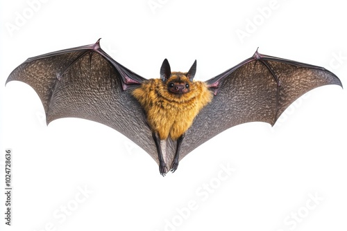 Flying Bat With Spread Wings Isolated On White Background