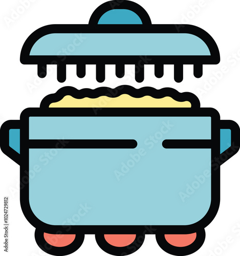 Steaming cooking pot is simmering food on a stovetop burner, depicting the joy of cooking