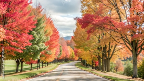 Autumn Foliage Along a Country Road