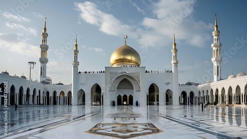 Masjid Quba in saudi arabia, mosque in the morning  photo