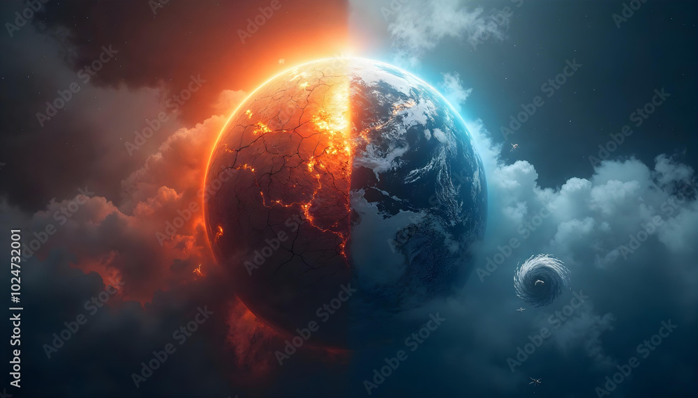 Fototapeta premium Planet Earth - Global warming futuristic background