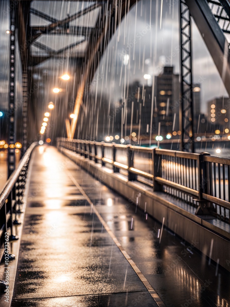 Obraz premium Rainy Day on a Wet Bridge