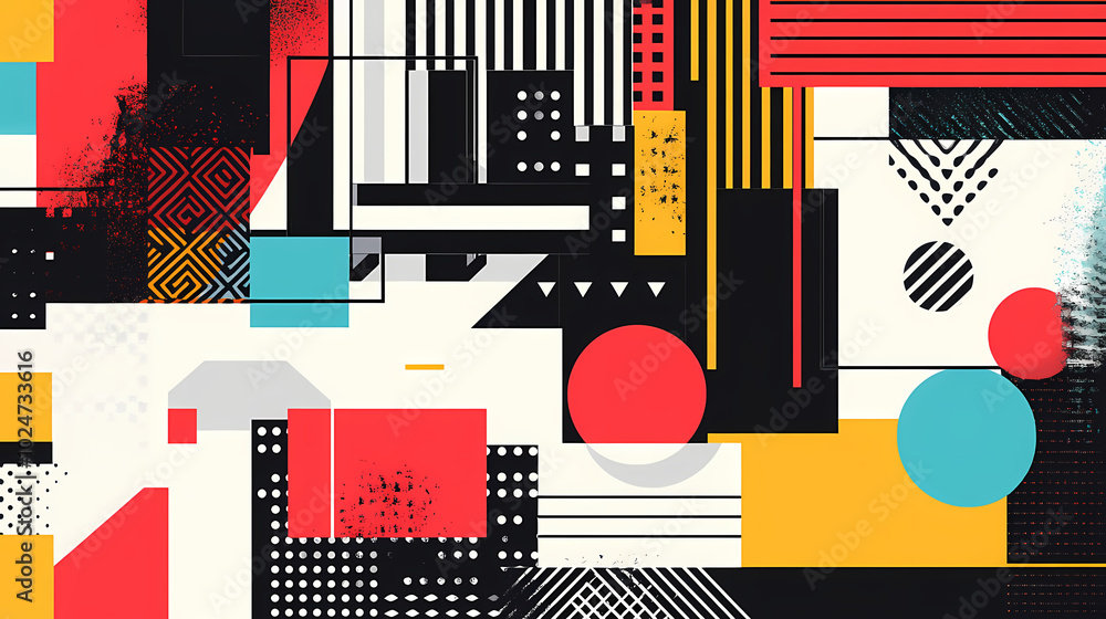 Geometric shapes and compositions inspired by Bauhaus or Memphis. Retro elements, geometric pattern for banners, posters, and leaflets. Geometric design background vector Geometric shapes and compositions inspired by Bauhaus or Memphis. Retro elements, geometric pattern for banners, posters, and leaflets. Geometric design background vector