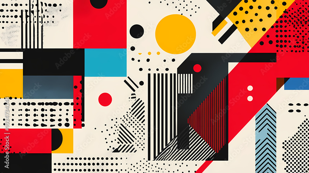 Geometric shapes and compositions inspired by Bauhaus or Memphis. Retro elements, geometric pattern for banners, posters, and leaflets. Geometric design background vector Geometric shapes and compositions inspired by Bauhaus or Memphis. Retro elements, geometric pattern for banners, posters, and leaflets. Geometric design background vector