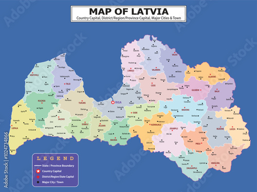 European Country Geography Political map. Political map of country with capital, province or state capital, major cities and town.