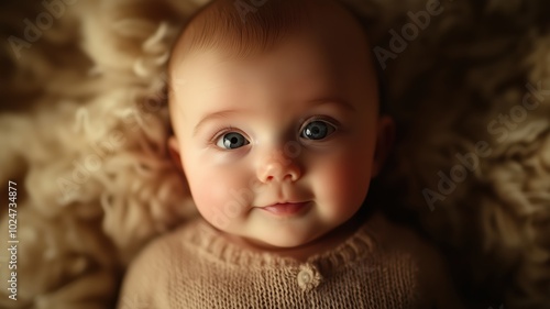 Happy baby smiling against ...