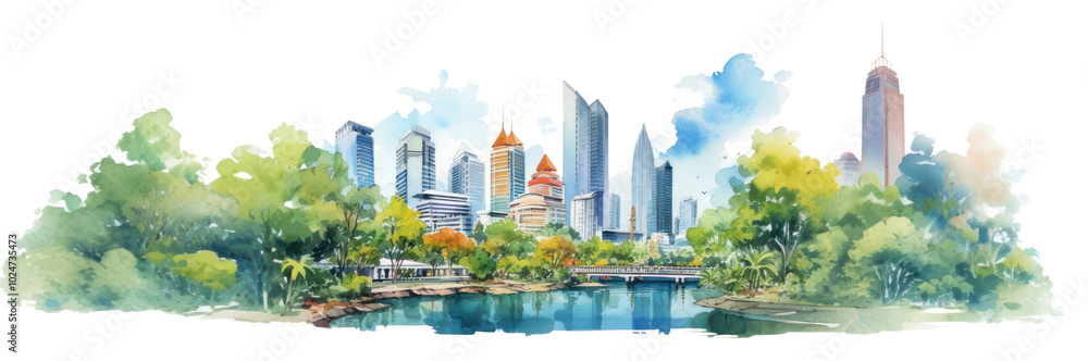 Obraz premium PNG Metropolis landscape panoramic outdoors.