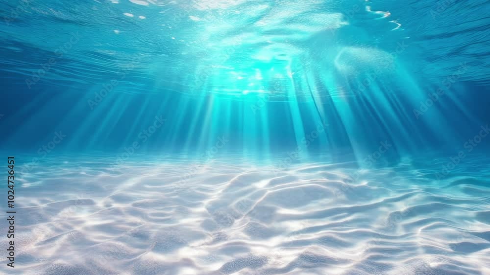 Serene Underwater Ocean Scene with Sunlight Streaming Through Clear Blue Water Serene Underwater Ocean Scene with Sunlight Streaming Through Clear Blue Water