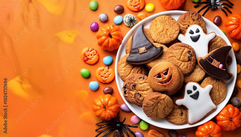 halloween concept with cookies and candies halloween concept with cookies and candies