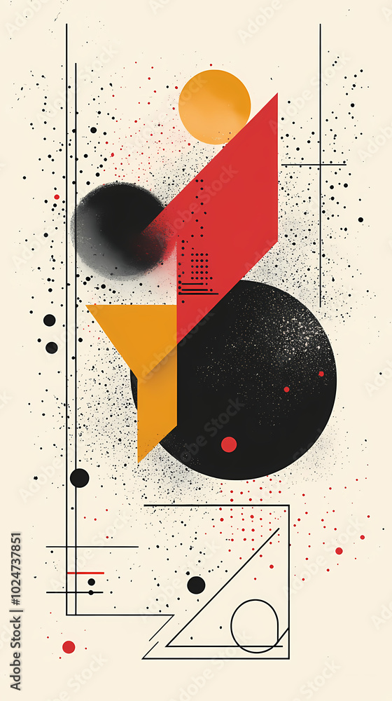 Obraz premium Geometric shapes and compositions inspired by Bauhaus or Memphis. Retro elements, geometric pattern for banners, posters, and leaflets. Geometric design background vector