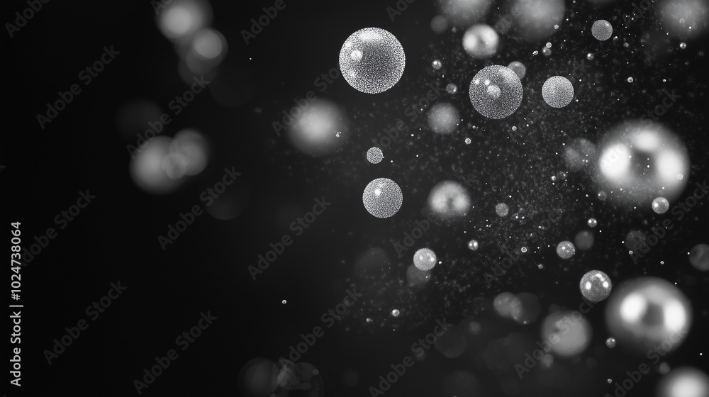 Black dots and particles on a white background. Shallow depth of field. Black dots and particles on a white background. Shallow depth of field.