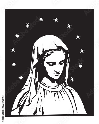 Our Lady of Grace Vector Virgin Mary Catholic religious Illustration