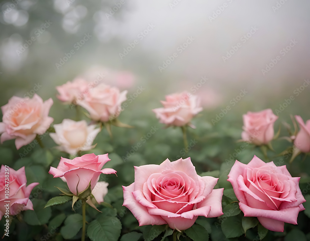 pink roses in a garden pink roses in a garden