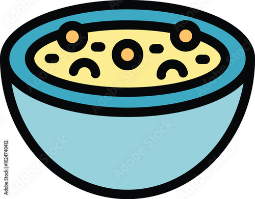 Simple vector illustration of a bowl full of chickpea soup, perfect for warming up during lunch time