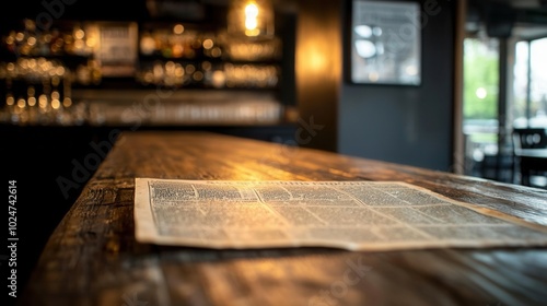 A historic newspaper headline announcing the end of Prohibition, framed on a wall in a modern-day bar, [National Repeal Day], [historical moment, bar decor], ,