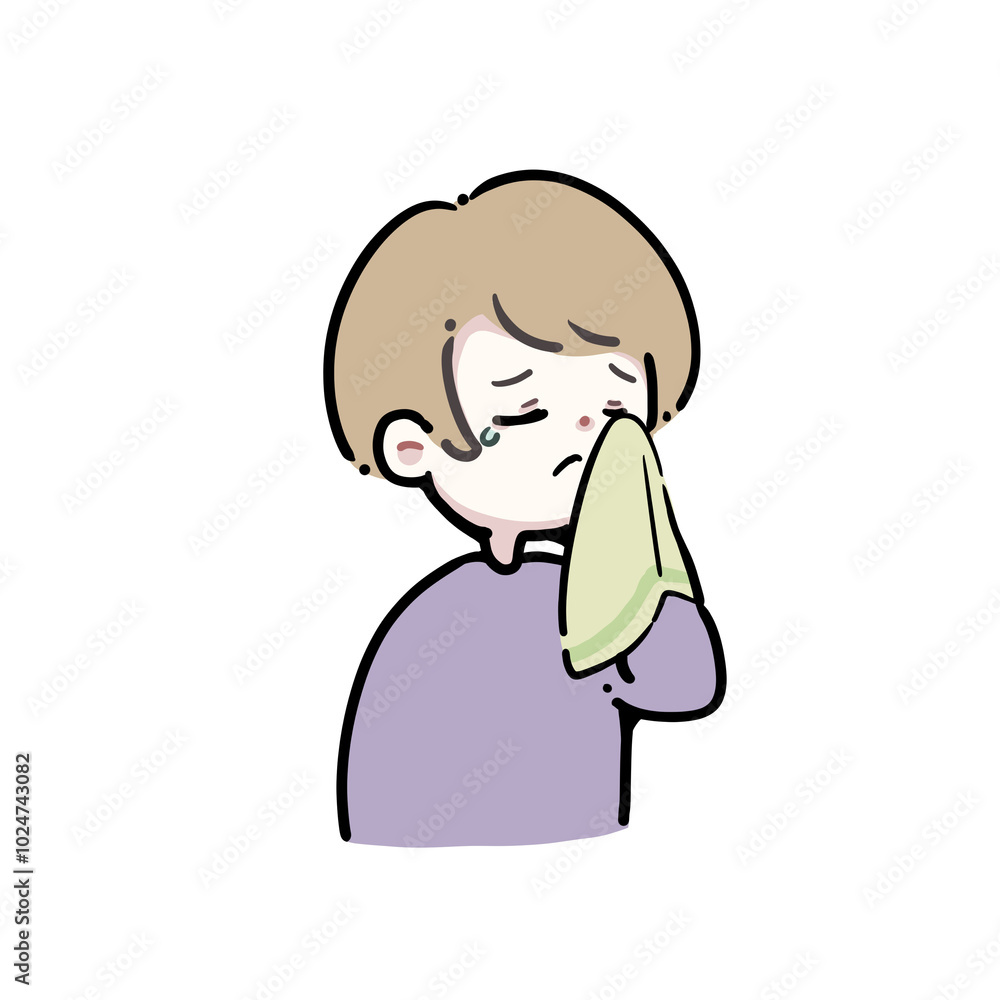 涙をハンカチで拭いている女の子 涙をハンカチで拭いている女の子