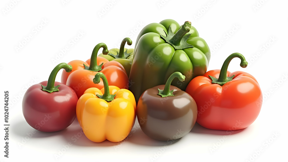 Peppers and tomatoes on white background Peppers and tomatoes on white background