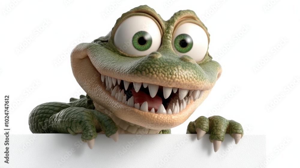 Cute cartoon crocodile with big eyes for spring-themed designs Cute cartoon crocodile with big eyes for spring-themed designs