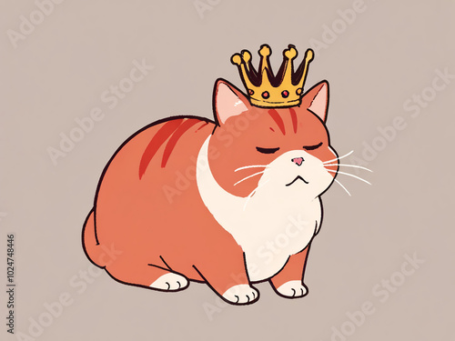 luxury animal red cat with crown AI generated photo