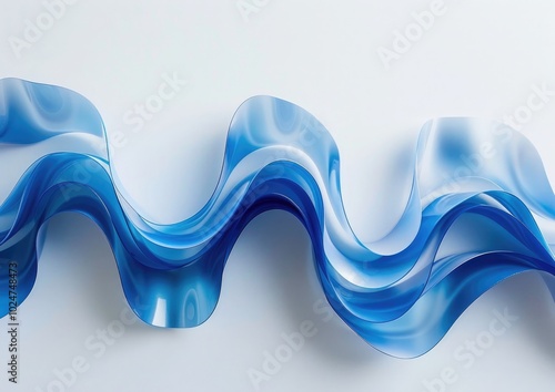 Abstract blue wavy background on a white isolated background