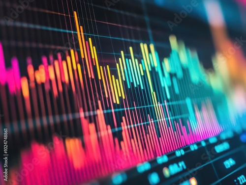 Wallpaper Mural colorful bar charts illustrating stock market trends rise and fall, representing financial investments with vibrant hues, capturing the dynamism of the banking world in a visually engaging way Torontodigital.ca