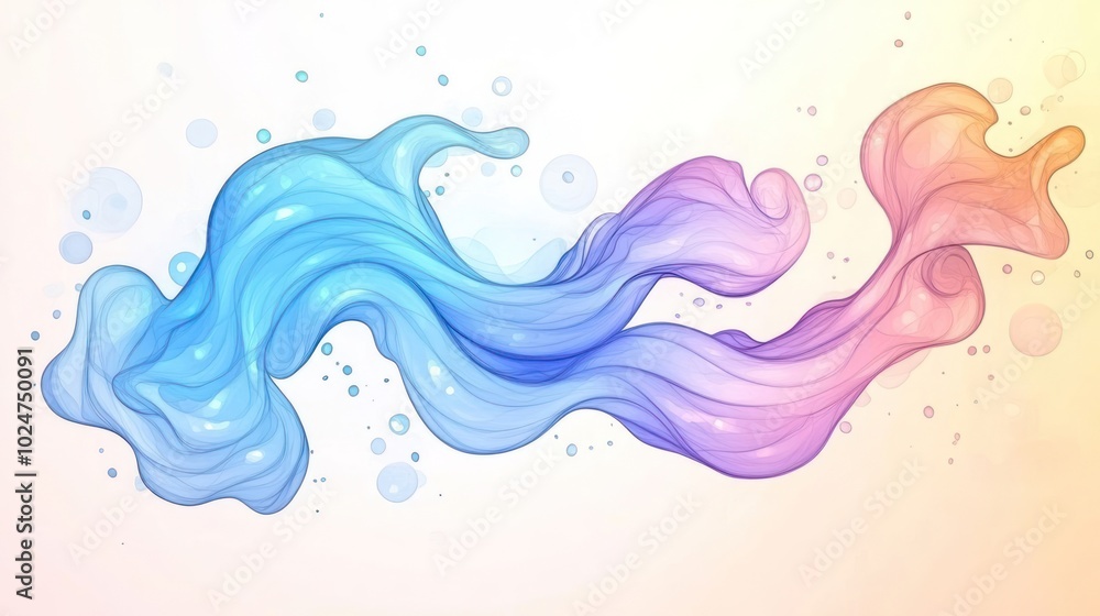 Abstract flowing waves in blue and pink tones with bubbles, creating a serene visual effect. Abstract flowing waves in blue and pink tones with bubbles, creating a serene visual effect.