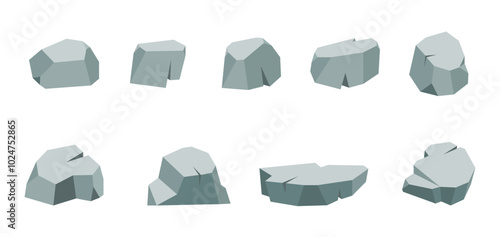 Rock stone. Cartoon game art rocks and stones. Mineral vector illustration