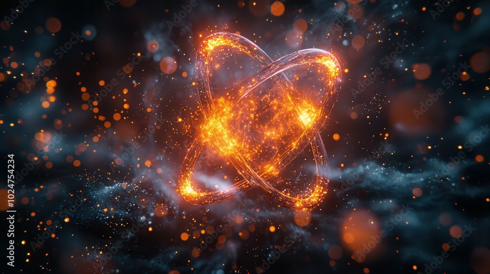 An abstract illustration showcasing cosmic energy with glowing orange and blue particles against a dark background, creating a surreal visual experience. An abstract illustration showcasing cosmic energy with glowing orange and blue particles against a dark background, creating a surreal visual experience.